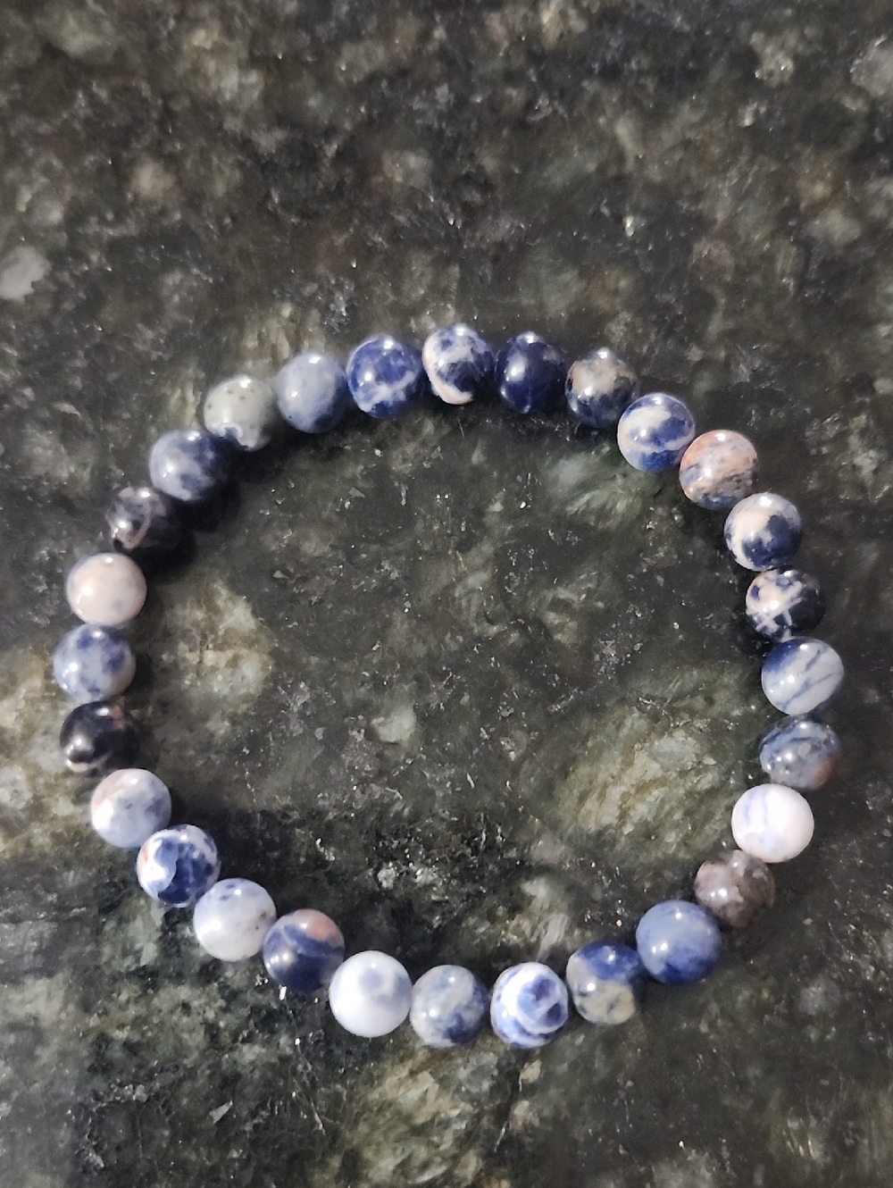 Handmade Blue Sodalite  Beaded Bracelet